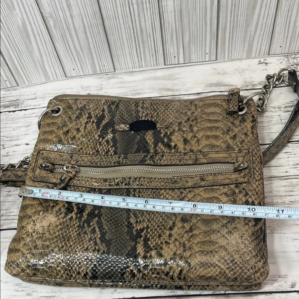 Nicole Faux Snakeskin Crossbody Shoulder Bag Brown Neutral Animal Print